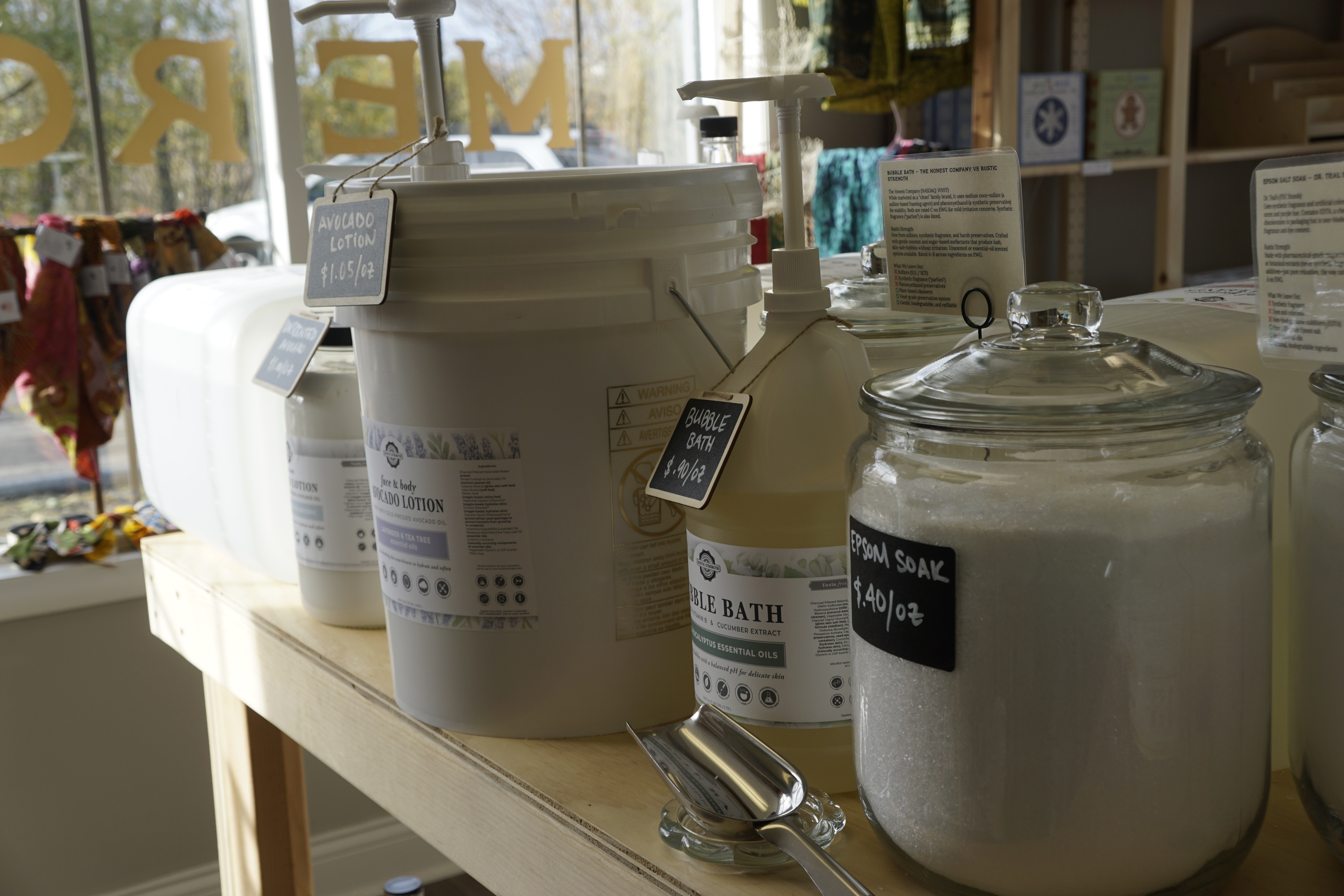 home and bath goods in bulk containers